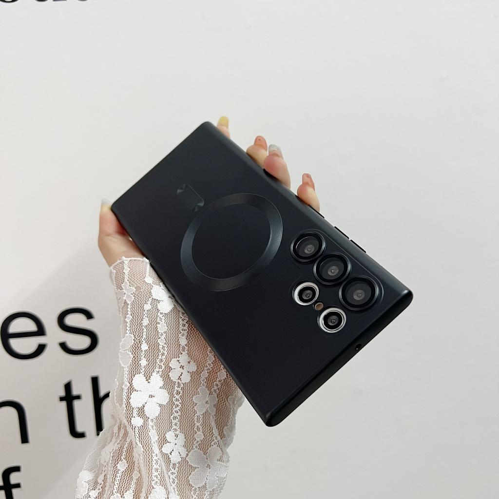 Suitable for Samsung S24ultra Mobile Phone Case Comes with Lens Film S21S22S23 Silicone Magnetic Absorbing New Soft Case