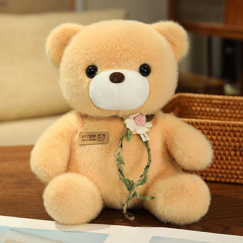 Rose Sitting Teddy Bear Plush Toy Cartoon Stuffed Animal Doll Decoration Gift