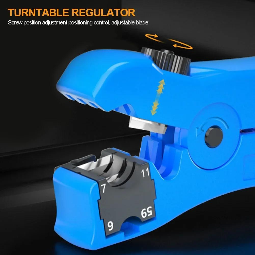 All-In-One Stripping Tool Wire Stripper RG59 RG6 RG11 RG7 Coaxial Cable Stripper Cutter Pliers for Round Cable and Flat Cable