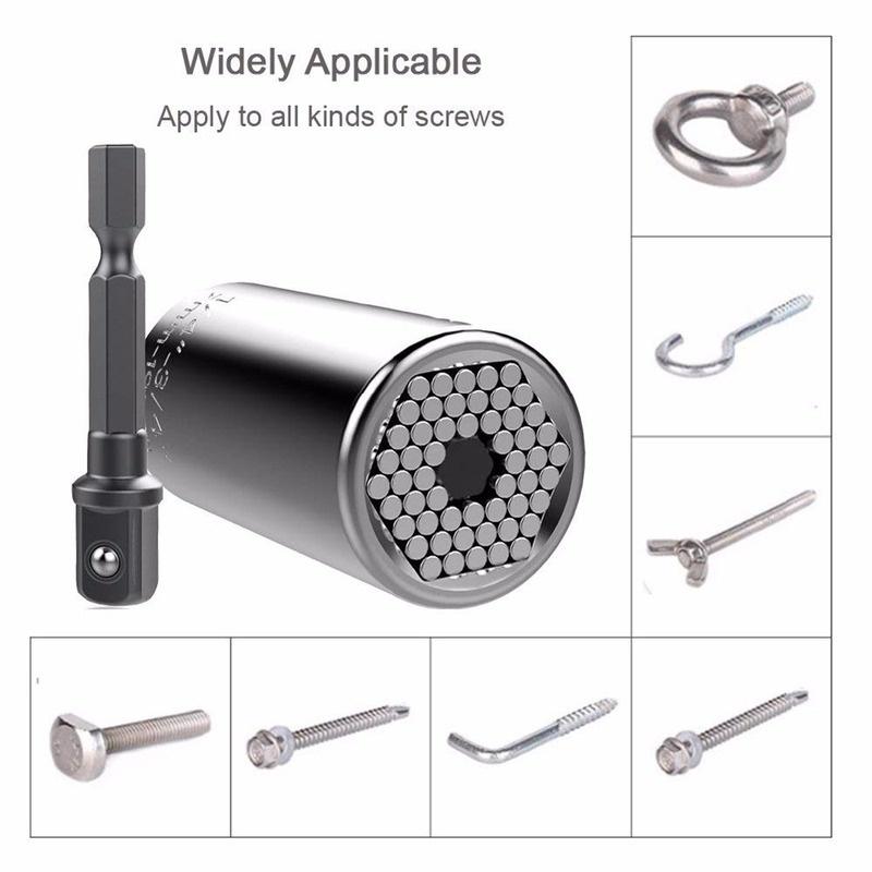 Universal Socket Wrench Adapter – Fits 7-19mm, Stainless Steel, Works With Power Drills
