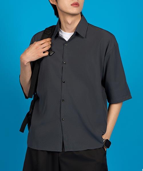 KOLEAT Men Summer Cooling Refrigerator Oversized Functional Dry Short Sleeve Shirt [Gray] Kcl.