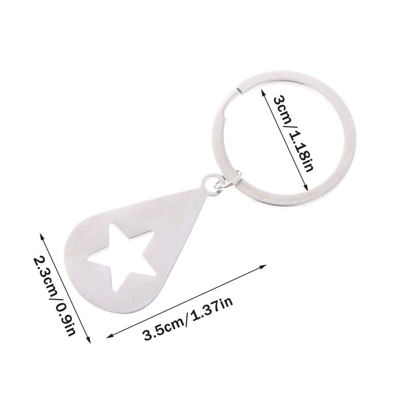 Waterdrop Shape Keychain Alloy Hollow Star Design Minimalist Unisex Gift Car Accessory Home Keys Decor Durable Metal
