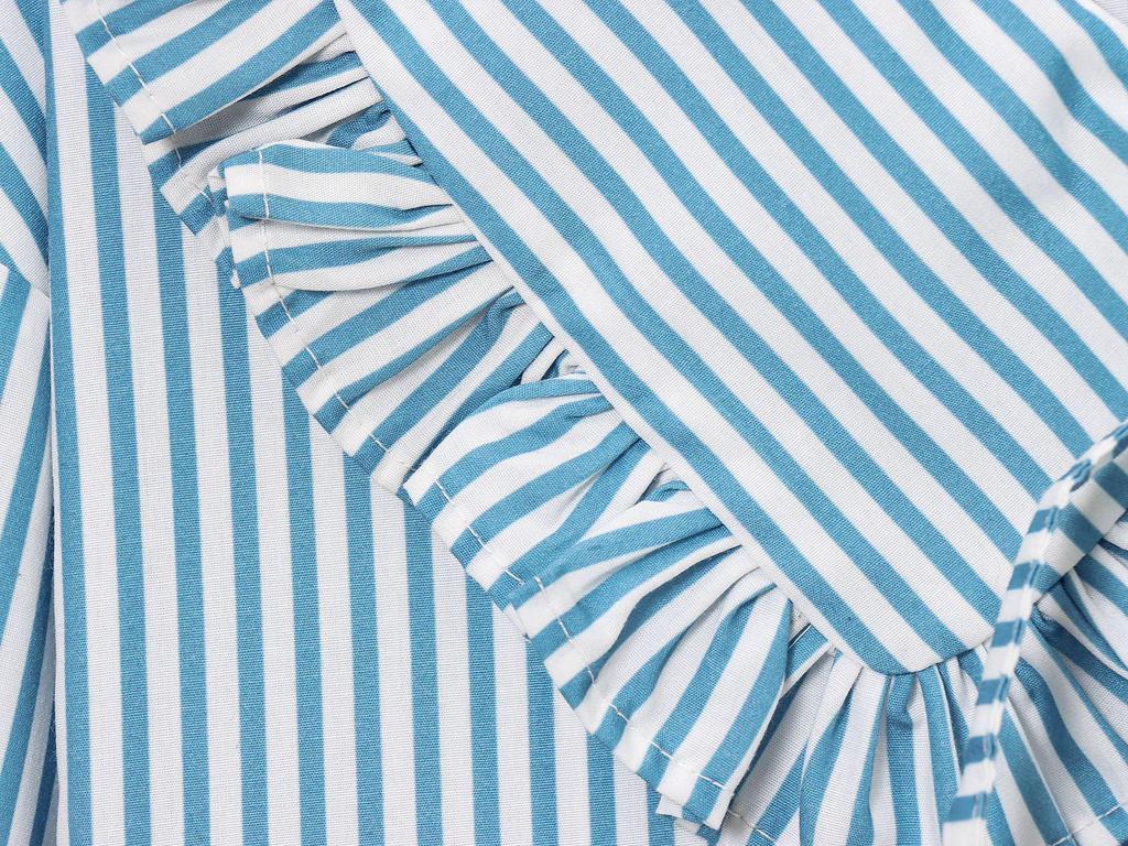 Elegant Women's Long Sleeve Striped Doll Collar Shirt