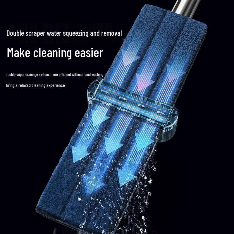 Hands-Free Rotating Flat Mop: Self-Wringing, Water-Absorbing for No-Rinse Floor Cleaning