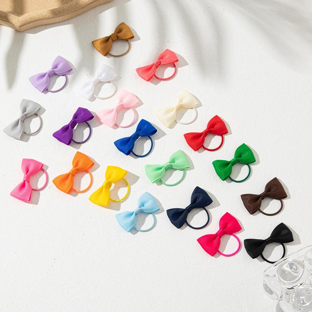 Children’s 2-inch Solid Color Ribbed Hair Tie with Bow – Girls' Flat Knot Elastic Hair Accessories