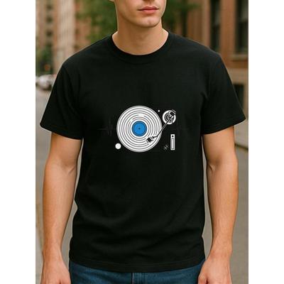 European Sizes Record Heartbeat Pattern Men's Printed Short-sleeved T-shirt, Men's High-quality T-shirt