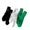 Female Spring and Autumn Tide Two Bar Heel Letter Embroidery In The Tube Cotton Socks