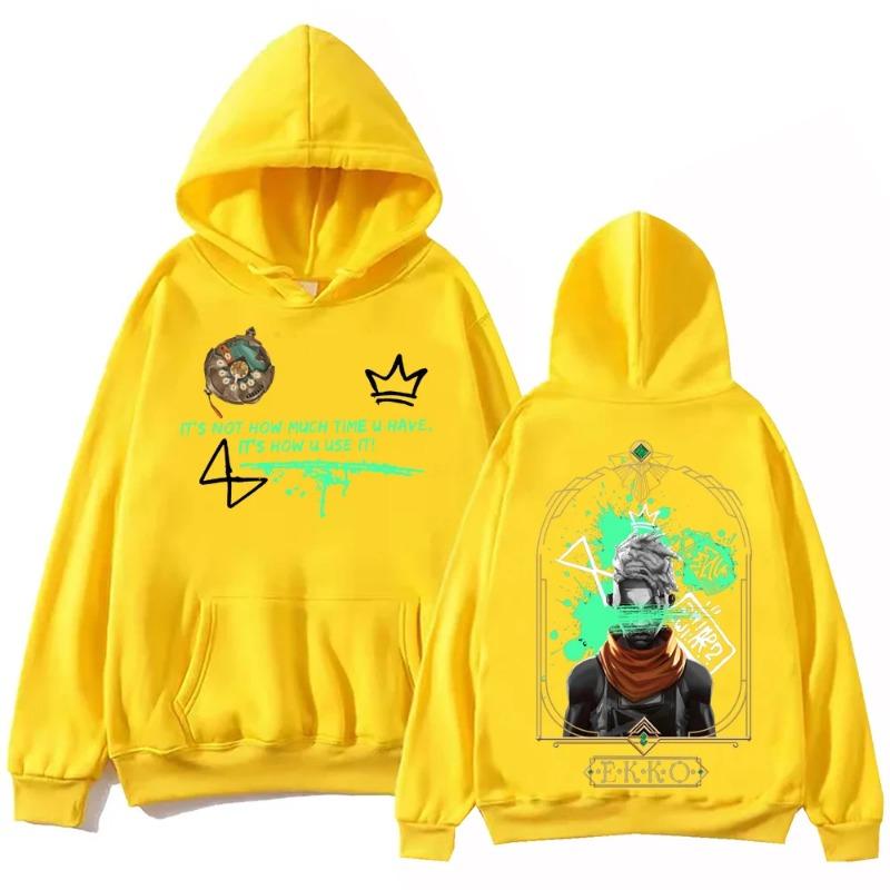 Moletom com capuz Anime Ekko-Arcane Harajuku Hip Hop Pullover Tops Moletom com capuz Música popular Fãs Presentes Moletons e moletons Masculinos