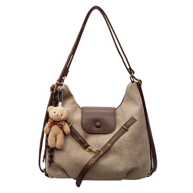 

Женский рюкзак 2025 в стиле ретро, матовый, большой вместимости: Осенне-зимняя сумка кроссбоди и на плечо для работы и поездок хаки