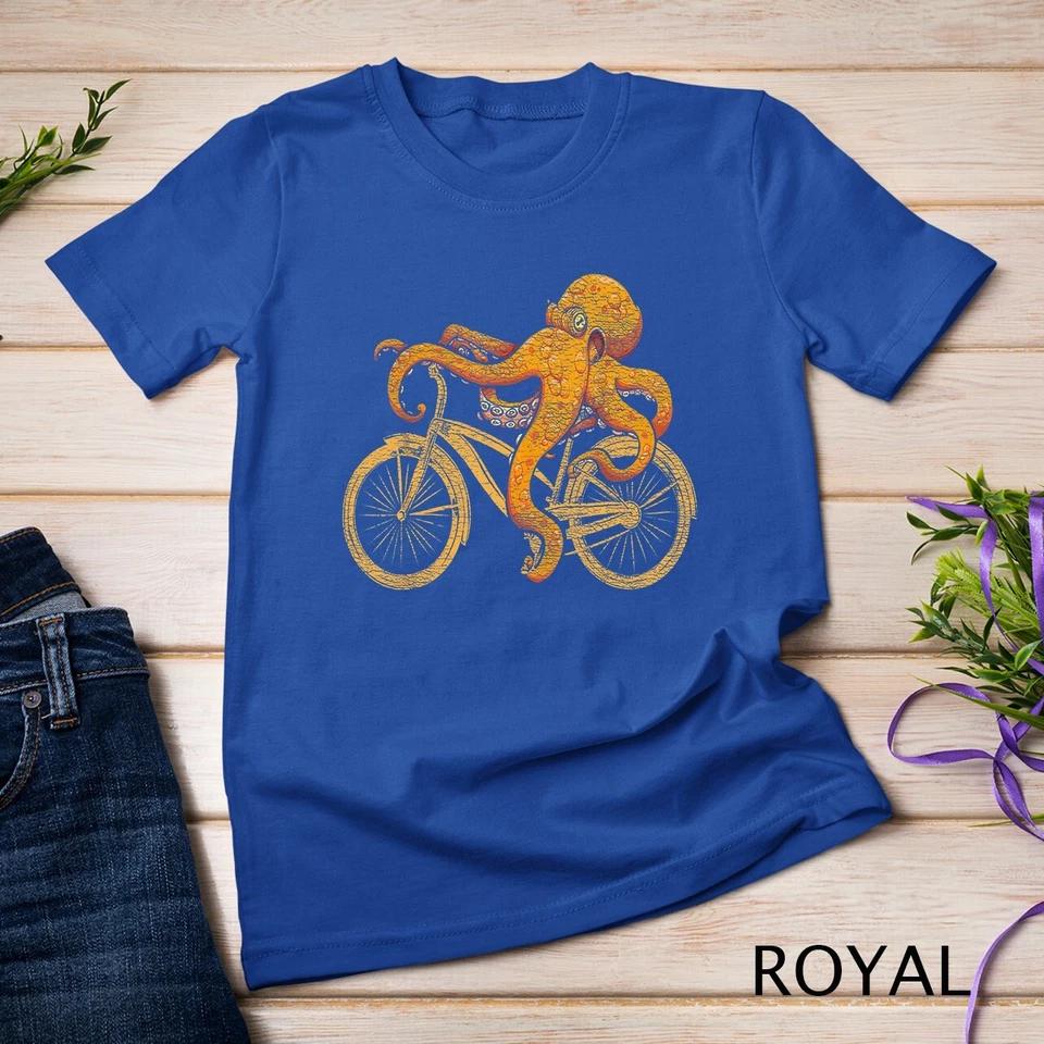 Octopus Riding Bicycle Octopus T-Shirt Unisex T-shirt 5 4XL