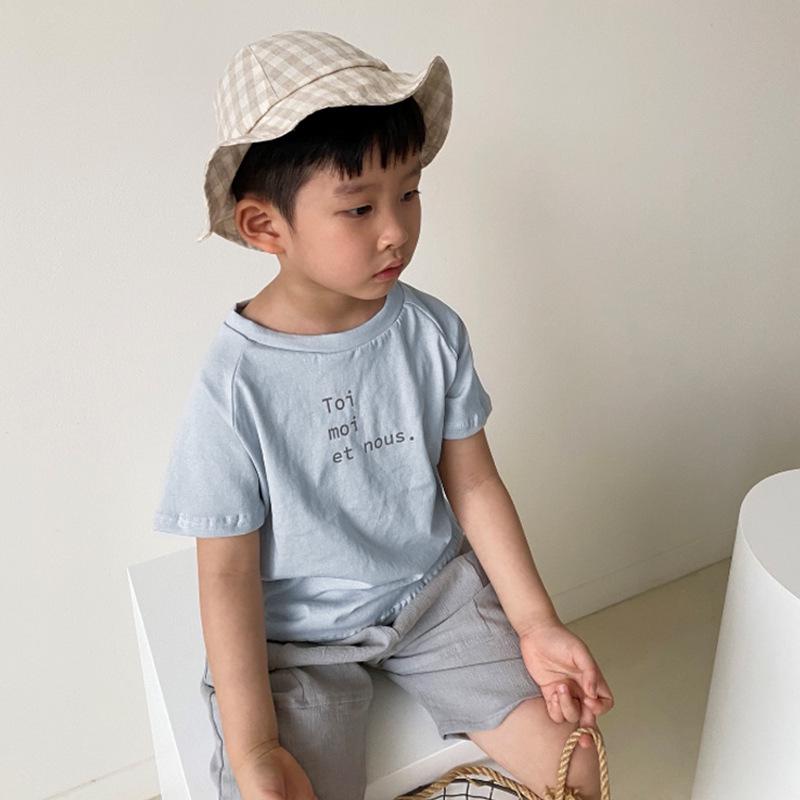 Clearance: Kids' Korean Style Summer Letter Print T-shirt, Versatile Lightweight Short-Sleeved Top for Boys and Girls