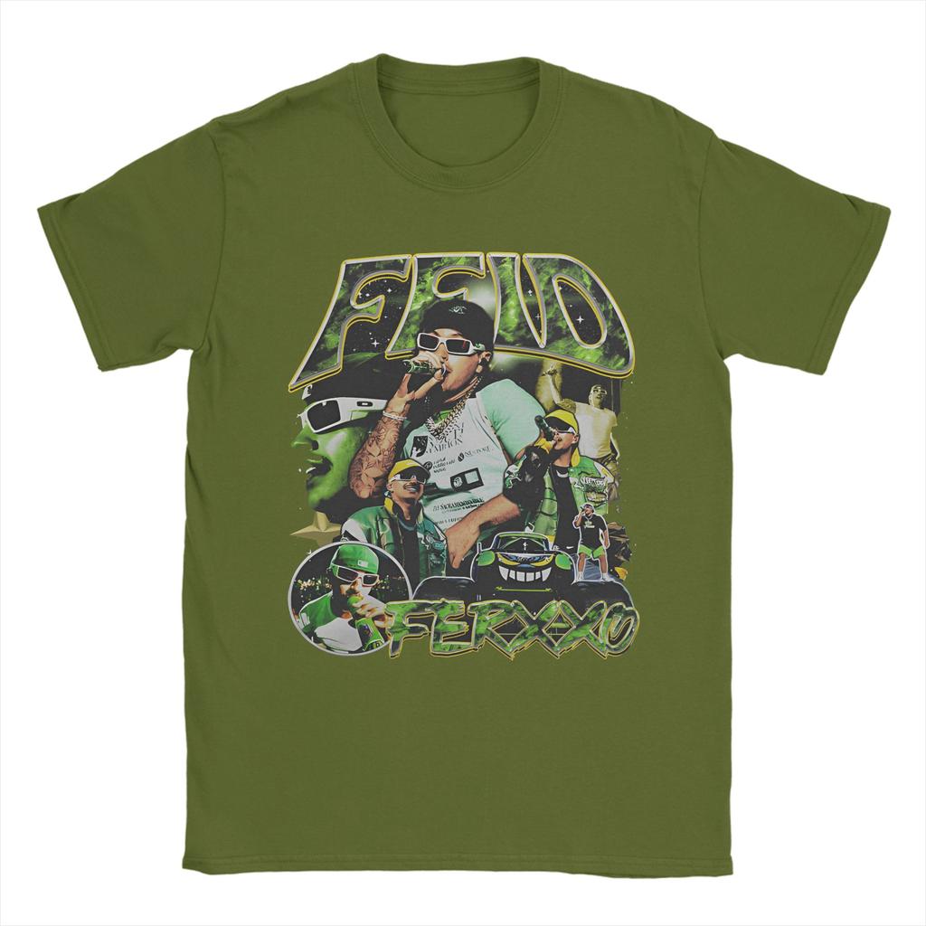 Unisex Womens T Shirt Colombian Singer Feid Ferxxo Green TShirts Hipster Beach Tee Shirt Vintage Cotton Clothes Gift Idea