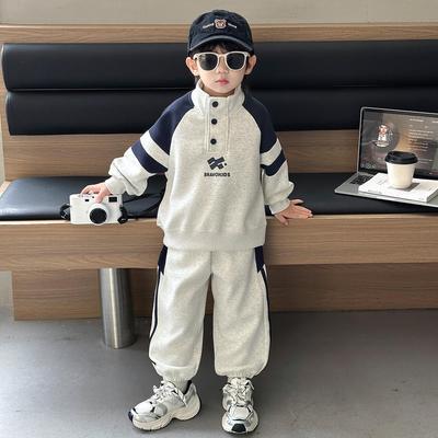 Boys' 2025 Autumn Polo Sweatshirt & Casual Sweatpants Set