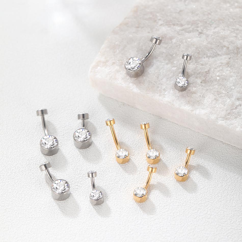 5/10 Stück Titan Bauchnabelring 14G 6mm 8mm 10mm 12mm Bauchnabel Piercing Schmuck mit Zirkonia Kurzer Stab Bauchnabel Piercings