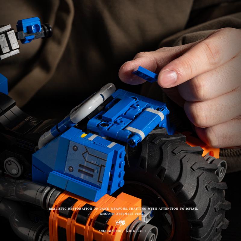 JD124 Blue Mecha Battle Hammer Building Blocks Motorcycle – Educational DIY Model Toy for Boys