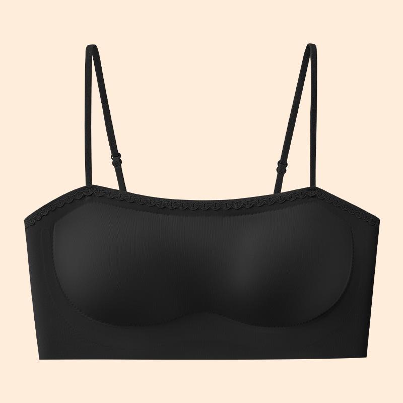 One-piece fixed cup, liquid foundation tube top, anti-light gathering, comfortable and breathable, cool feeling, thin shoulders, beautiful back