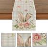 Easter Bunny Table Runners Cute Easter Bunny Tablecloth Long Linen Farmhouse Dining Table Decoration Dinner Party Supplies