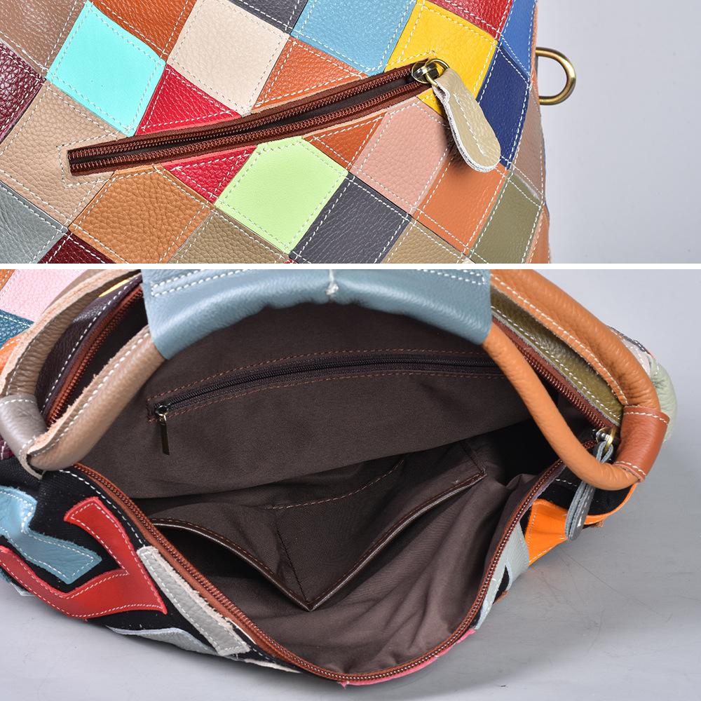 Modische Damenhandtasche Patchwork aus echtem Leder Personalisierte Tasche, farblich abgestimmte lässige Damenhandtasche Umhängetasche