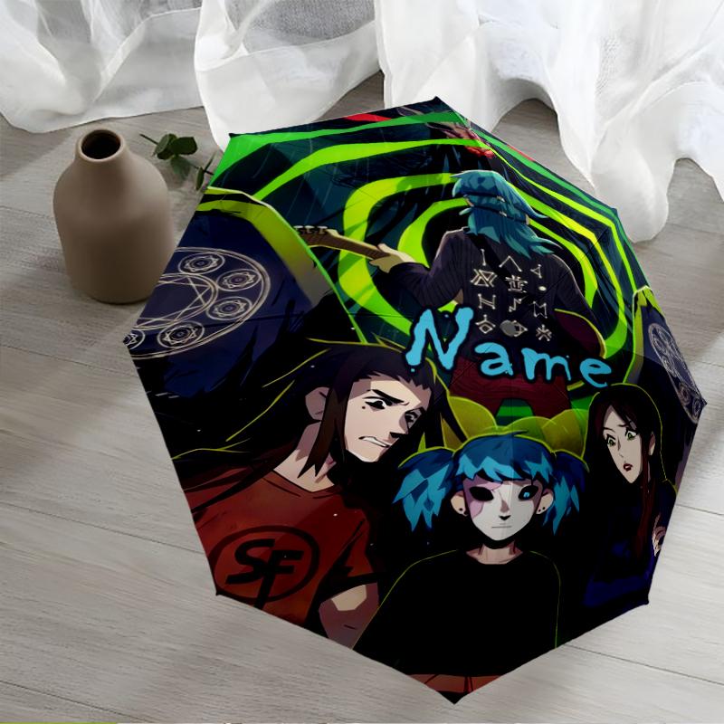 Custom Name Sally Face Theme Automatic Umbrella, Lightweight & Portable, 8 Rib, Perfect for Outdoor Travel, Birthdays, Christmas, Gifts.