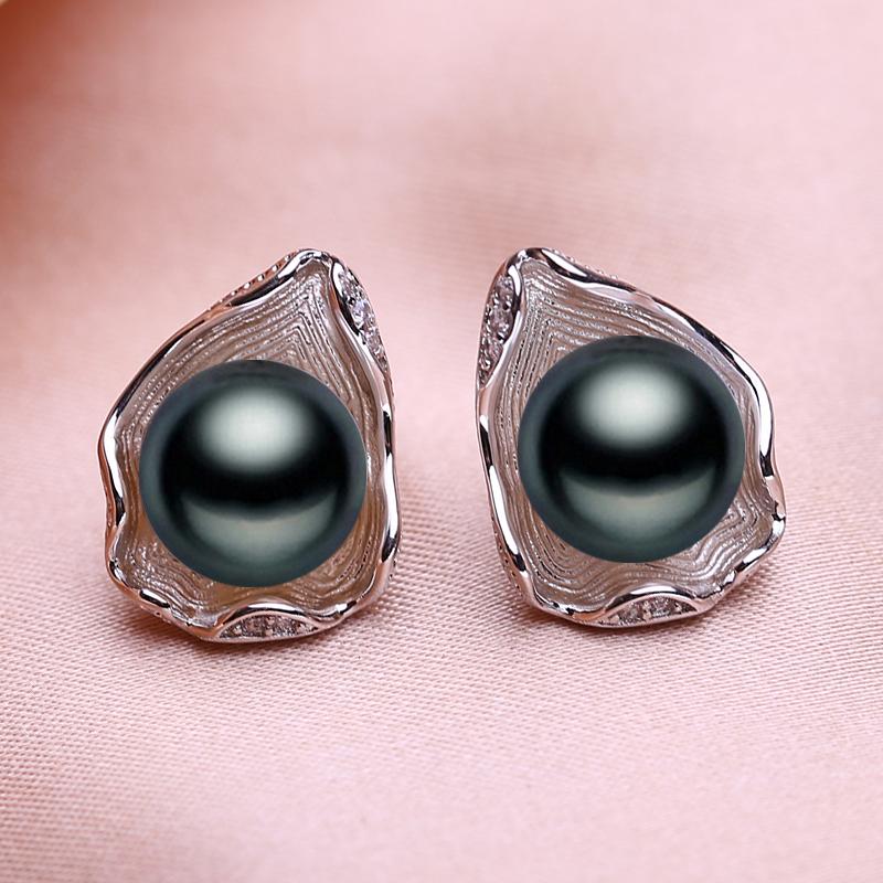 

Сережки SENIKO з натуральними прісноводними перлами 8-9 мм, дизайн раковини, модні сережки з кубічним цирконієм для жінок, подарунок дівчині чорний