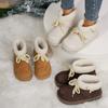Fashion Women's Short Boots 2025 Winter New Outdoor Thicken Warm Slip on Snow Boots Comfortable Fashion Bow Knot Non Slip Cotton Shoes