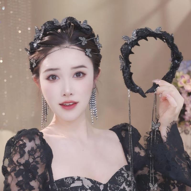 

Butterfly Hair Hoop For Women Flower Tassel Headpiece Bridal Wedding Headdress Party Celebration Hair Band