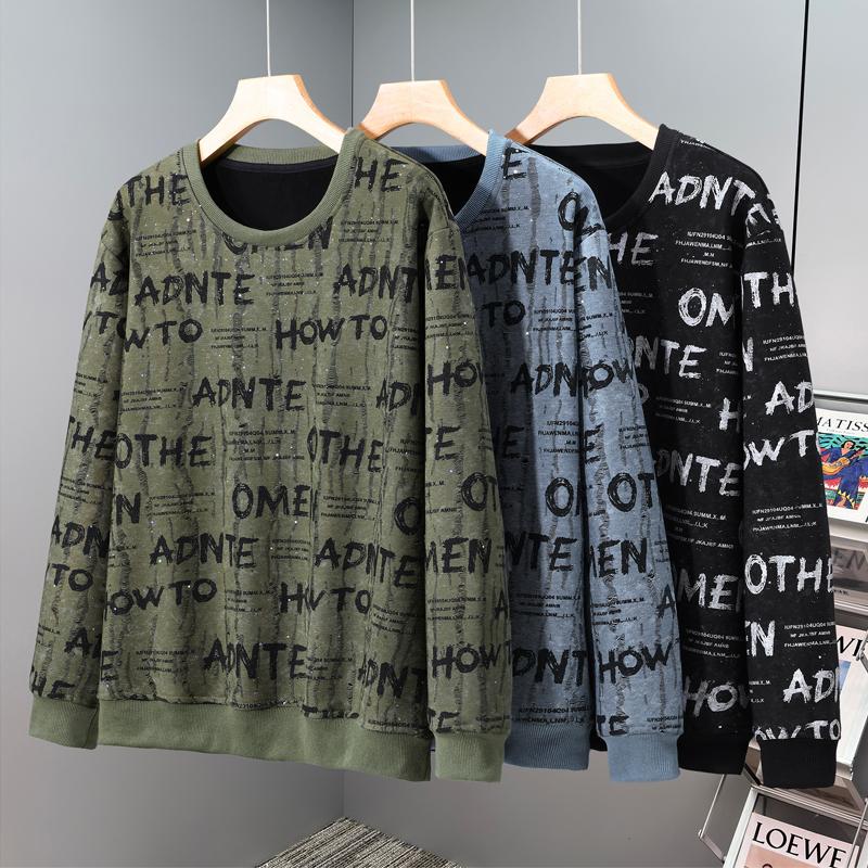 Plus Size 6XL-11XL Fashion Autumn Oversize Sweatshirts for Men Clothes Thick Warm Faux Fleece-lined Long Sleeve Tops Casual Men's Pullovers