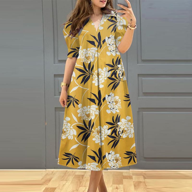 

Женское повседневное платье с цветочным принтом ZANZEA с коротким рукавом S