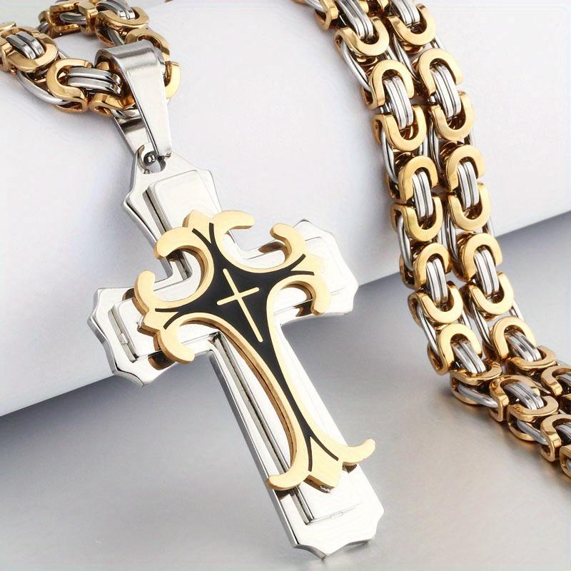 Stainless Steel Cross Men'S Pendant Necklace Jewelry