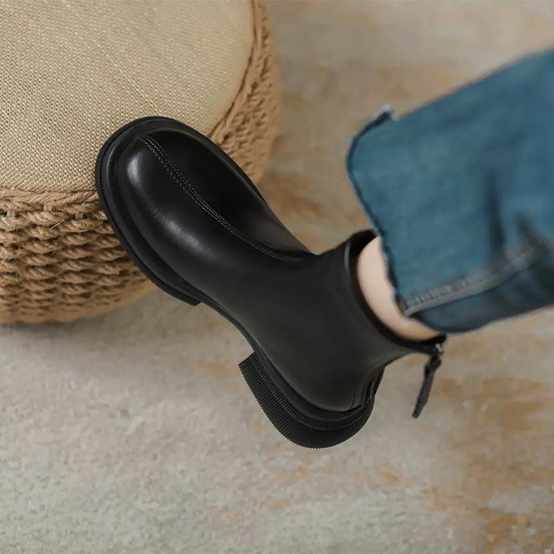 Brown Women's Spring and Autumn Versatile Martin Boots British Elastic Boots Platform Short Boots