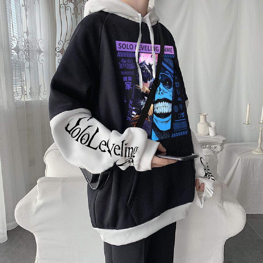 Sung Jin Woo Graphic Print Hooded Anime Solo Leveling Clothing Men Women Hoodies Casual Loose Sweatshirt Harajuku Streetwear
