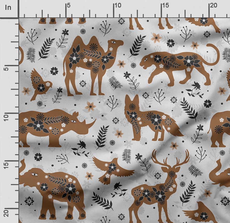 Soimoi Animals Print, Bavlna Cambric, Prošívací tkanina prodávaná The Yard 42 palců široká, bavlněná tkanina střední gramáže, Šicí potřeby,