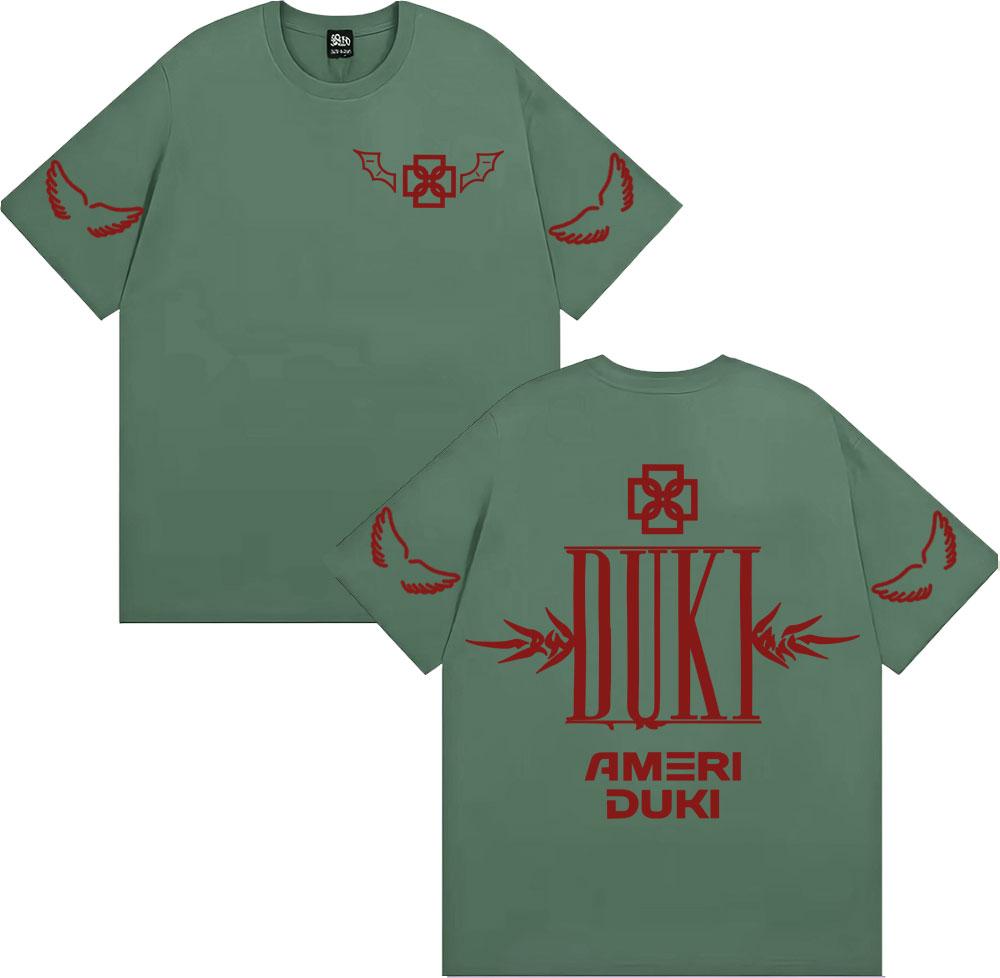 

Rapper Duki Ameri World Tour Letters Print T Shirt Men Women Fashion Retro High Quality T-shirts Hip Hop Style Oversized T-shirt 4XL