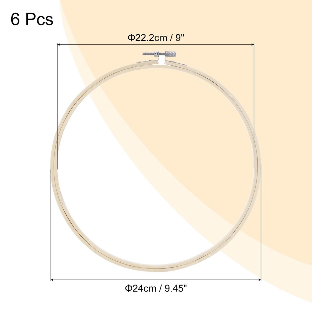 uxcell 6-Piece 9" Embroidery Hoops, Adjustable Round Bamboo Circles, Cross Stitch Hoop Rings for Arts, Crafts, Sewing, and DIY Decoration