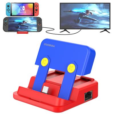 MOGOOD Dock pre Switch Kompatibilný s dokovacou stanicou Switch USB C Dokovacia stanica Switch pre TV s 1 Gbps, dvoma portami Type A a 100W USB C, červená a modrá Kompatibilný s