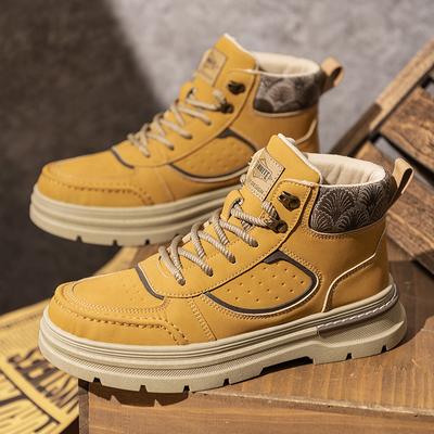 Men Retro Work Shoes Winter Thick Bottom High Top Non Slip Casual Boots Leather Boots Chelsea Desert Waterproof Boots Winter Boots Shoes for Men