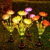 Waterproof Design Solar LED Lights High Quality Realistic Flower Solar Garden Lights Glowing Stems 3 Heads Design Flower Lamp