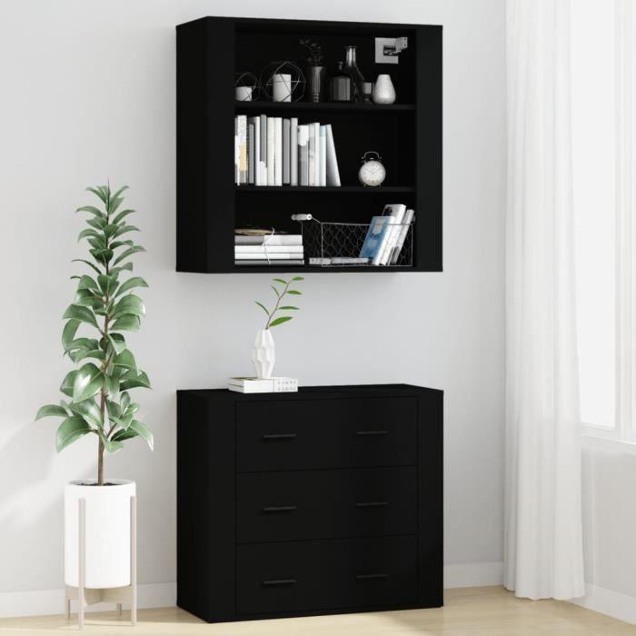 VidaXL Buffet haut Noir Bois d'ingénierie 3185392