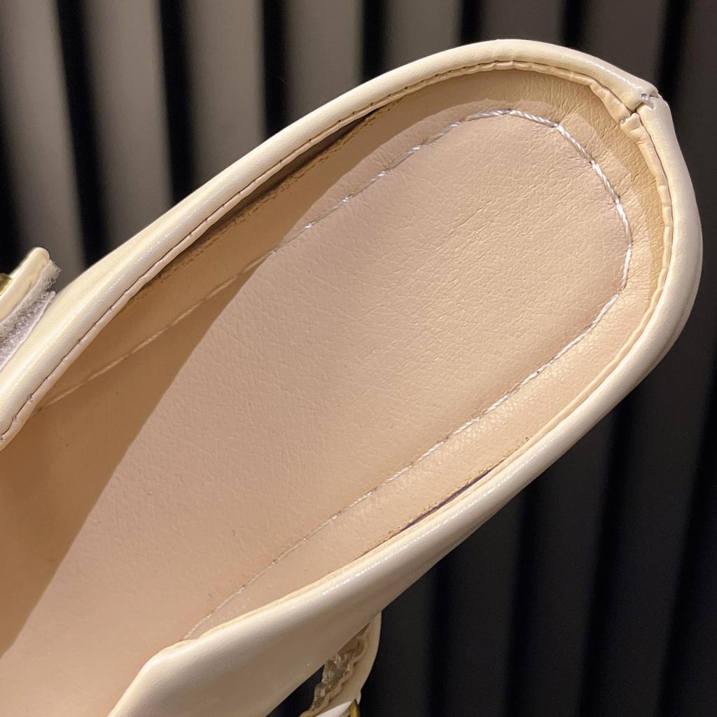 Baotou Semi-slippers Female Silver Mary Jane Sandals Summer Outside Wear A Footstool Lazy Shoes Single Shoes