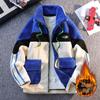 Men's Winter Lambswool Color Block Jacket - Korean Style, Trendy, Warm & Thickened for Teens