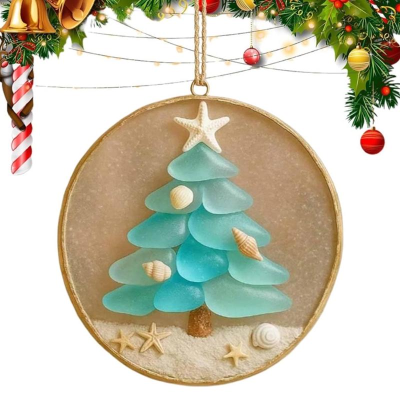 4PCS Durable Acrylic Christmas Hanging Decorations 2D Flat Design Christmas Tree Ornament for Indoor Decoration