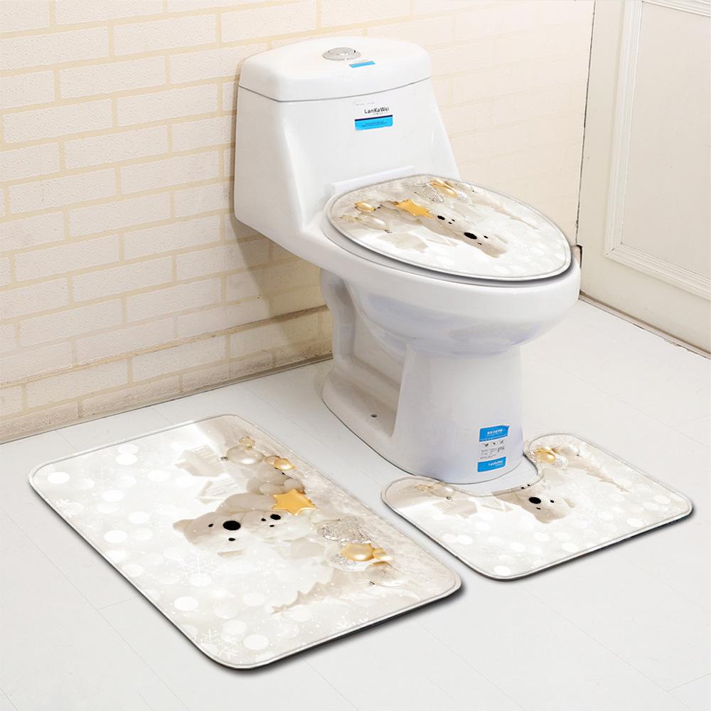 Christmas Bathroom Floor Mat Toilet Three-Piece Set