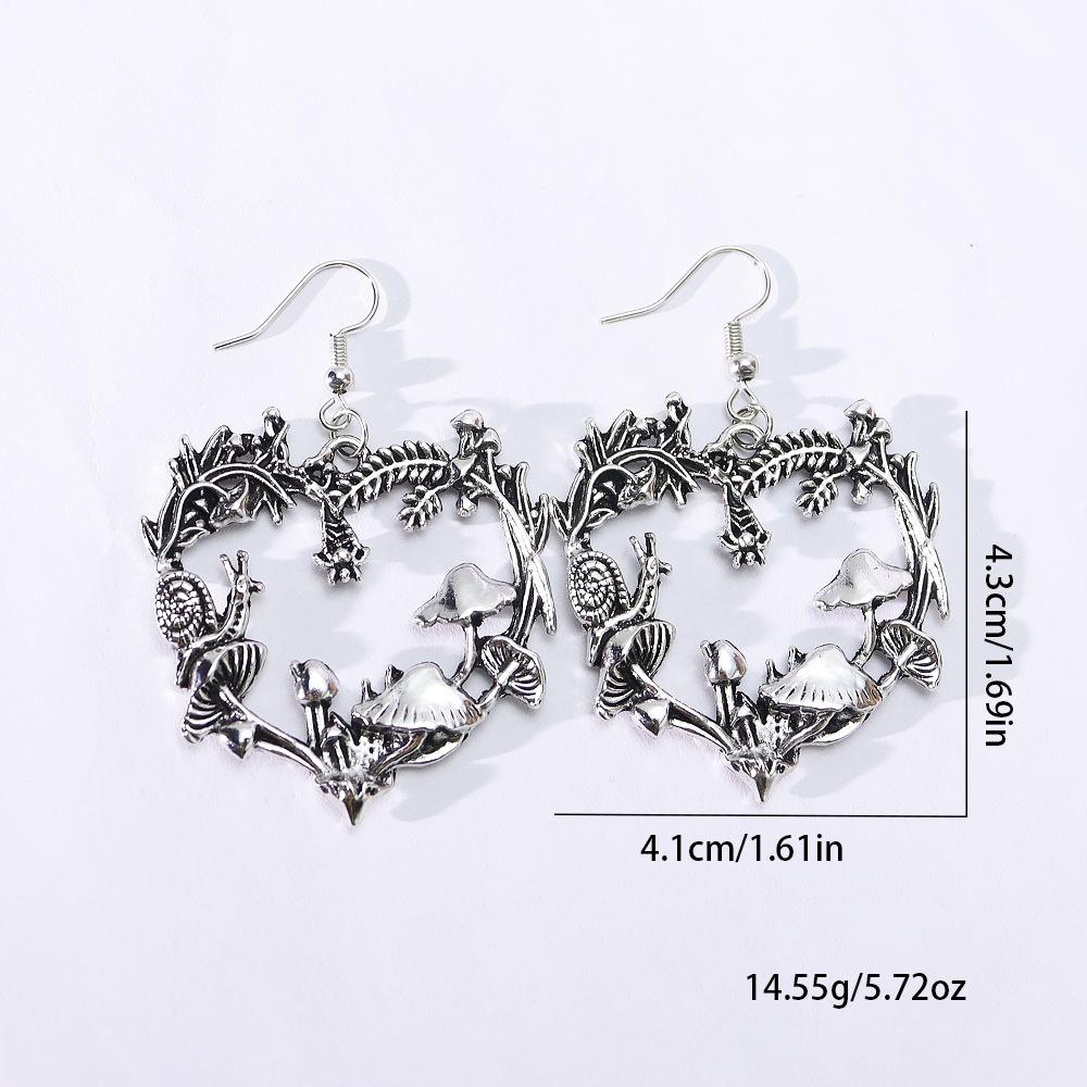 

Dark Gothic Witch Moon & Mushroom Heart Earrings - Unisex Gift