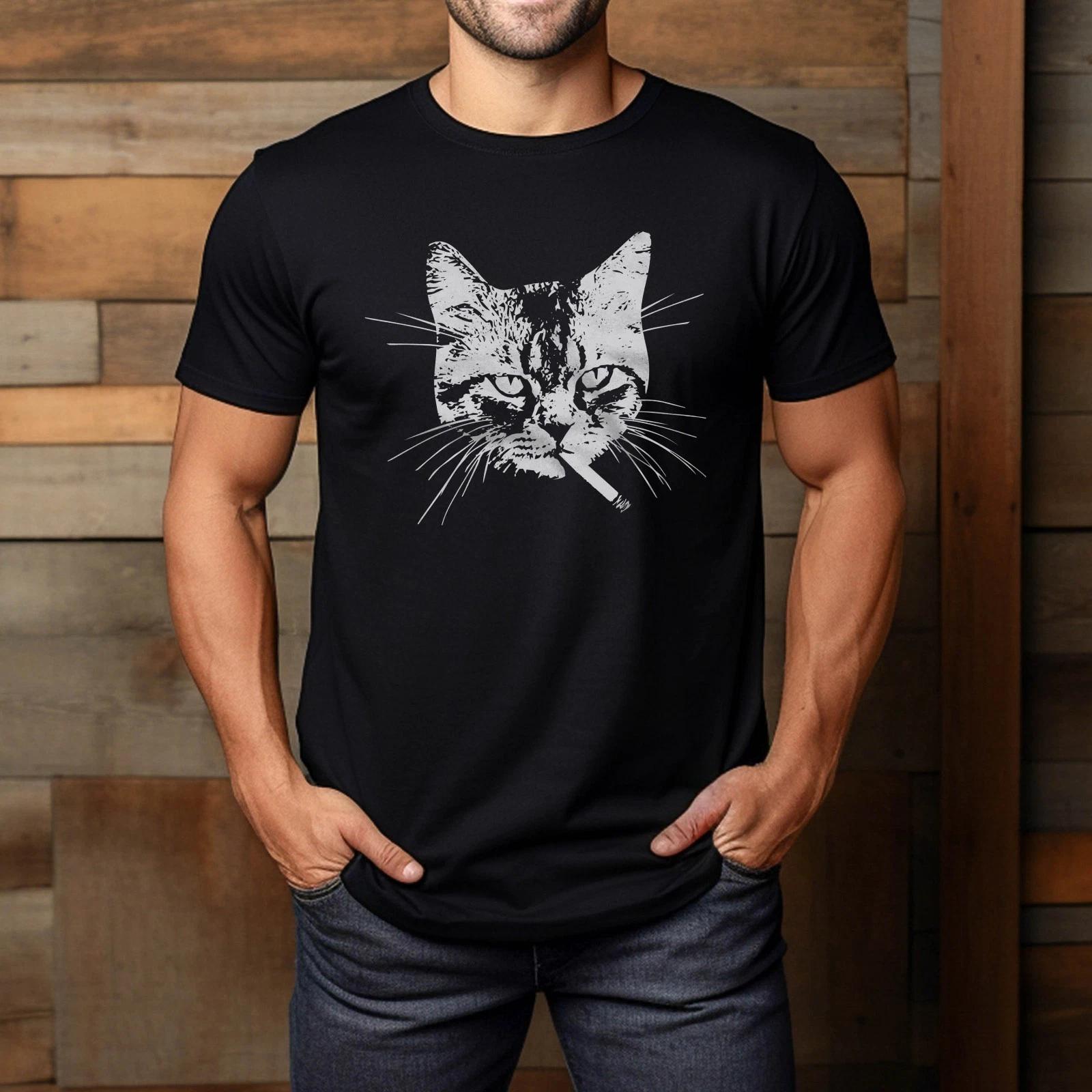 Tabby Cat Smoking T-Shirt S