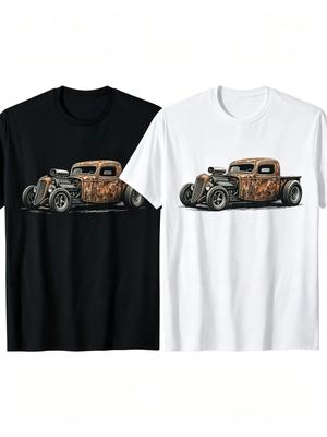 Rusted Hot Rod Old Pickup Classic Car Art Graphic T‑Shirt SIZE S-5XL