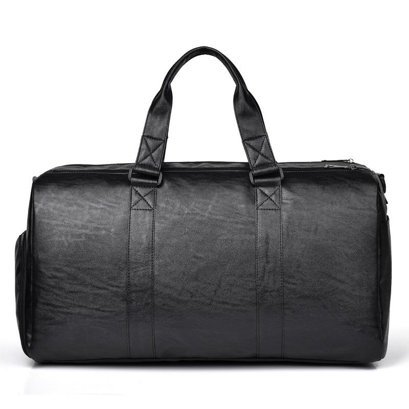 Leisure travel handbag dry and wet separation pu shoe compartment large capacity sports wear-resistant travel bag