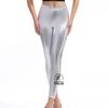Gold Stamped Faux Leather Shiny Leggings - European & American Style, Candy Color, Nightclub Tight Cropped Pants