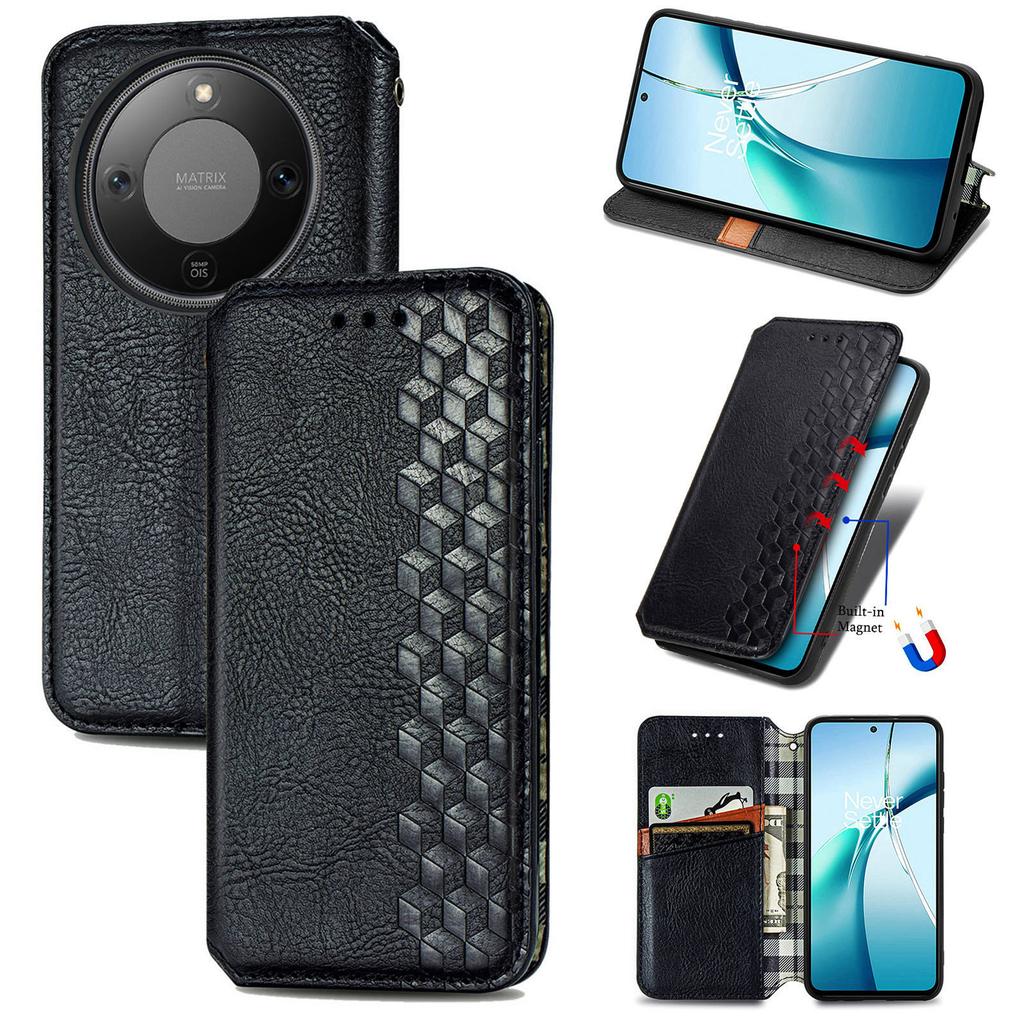 For Honor Magic8 Lite 5G/X9d 5G/X70 5G Case Rhombus Imprint PU Leather Wallet Phone Cover