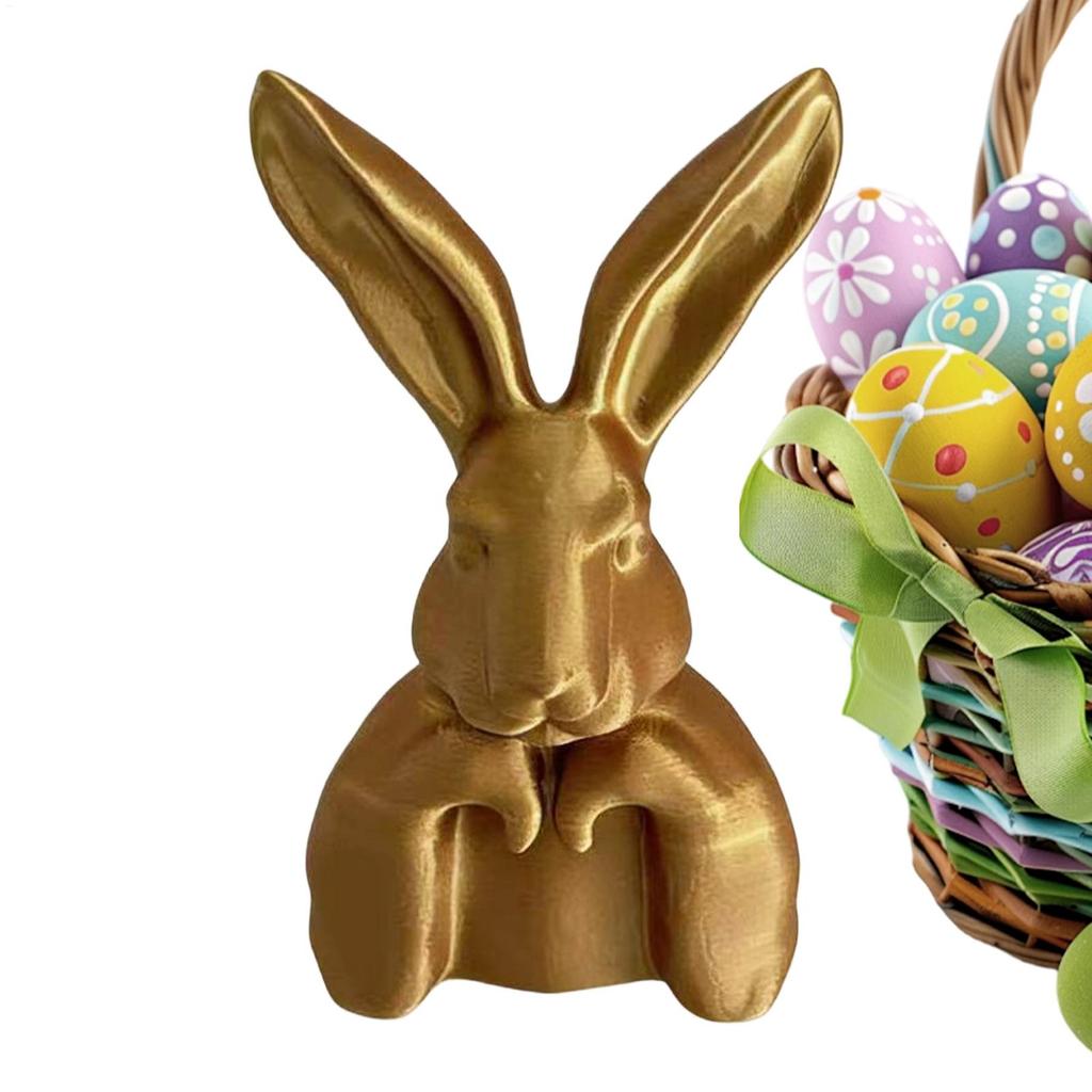 Retro Gold Resin Rabbit Statue Easter Home Decor Elegant Bunny Figurine for Tabletop Bookshelf Mantel Party Supplies