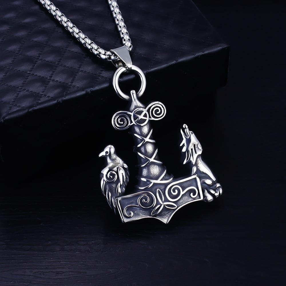Necklace Nordic Viking Thor Wolf Odin Wolf Head Anchor Trend Pendant